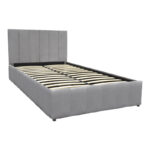 Snuggle  bed with storage space, velvet, grey 120x200cm - Image 3