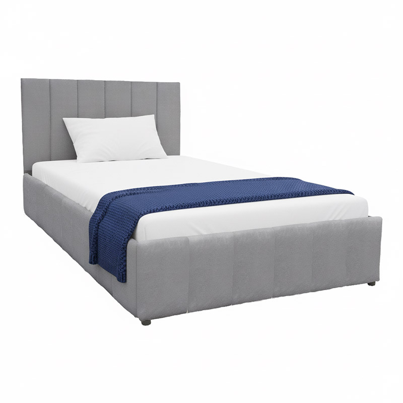 388-000018 Snuggle  bed with storage space, velvet, grey 120x200cm - Image 1