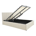 Snuggle  bed with storage space, fabric beige120x200cm - Слика 2