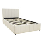 Snuggle  bed with storage space, fabric beige120x200cm
