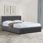 Snuggle  bed with storage space, velvet, anthracite 160x200cm - Image 2