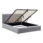 Snuggle  bed with storage space, velvet, grey 160x200cm - Слика 3