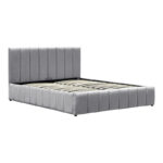 Snuggle  bed with storage space, velvet, grey 160x200cm - Слика 4