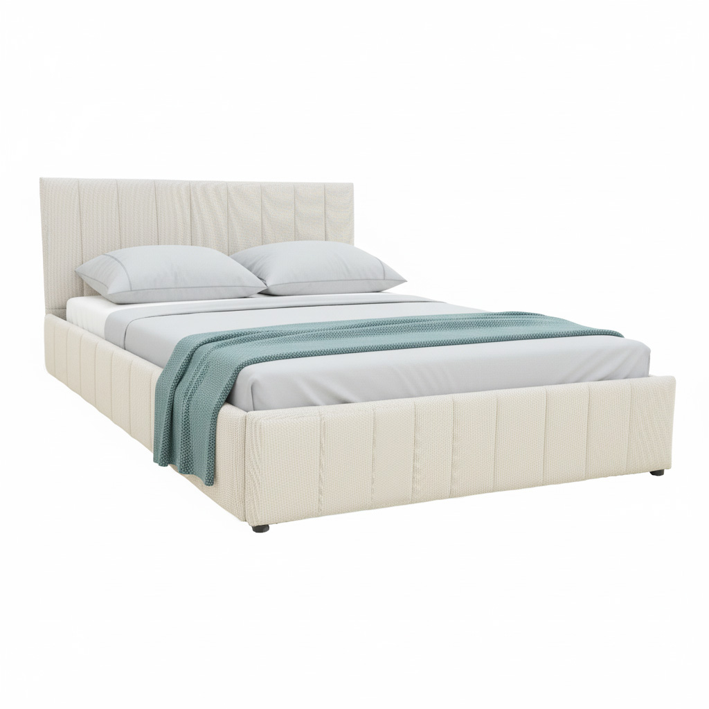 388-000023 Snuggle  bed with storage space, fabric beige160x200cm - Слика 1