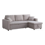 Kamore corner reversible sofa bed with storage space beige fabric 223x146x85cm