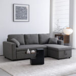 Kamore corner reversible sofa bed with storage space anthracite fabric 223x146x85cm - Image 2