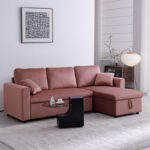 Kamore corner reversible sofa bed with storage space velvet rotten apple 223x146x85cm - Image 2