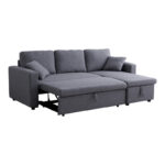 Kamore corner reversible sofa bed with storage space grey fabric 223x146x85cm - Image 3