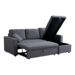 Kamore corner reversible sofa bed with storage space grey fabric 223x146x85cm - Image 4