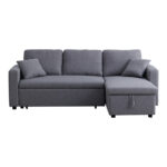 Kamore corner reversible sofa bed with storage space grey fabric 223x146x85cm - Image 5