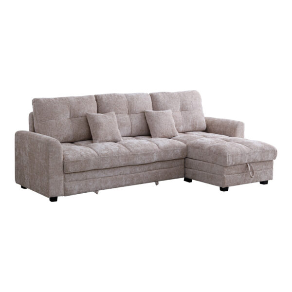 Comfie corner reversible sofa bed with storage space beige fabric 260x156x98cm