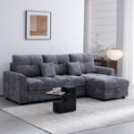 Comfie corner reversible sofa bed with storage space dark grey fabric 260x156x98cm - Image 2