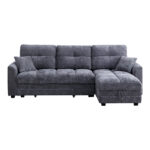 Comfie corner reversible sofa bed with storage space dark grey fabric 260x156x98cm - Image 5
