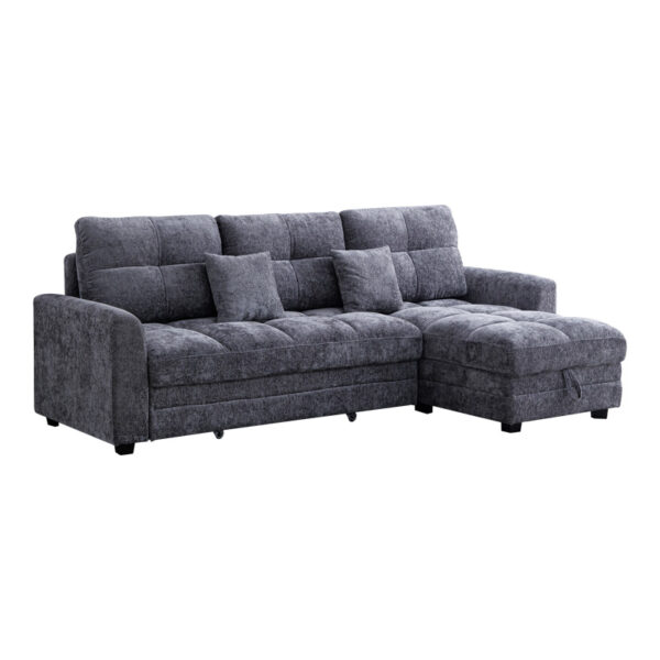 Comfie corner reversible sofa bed with storage space dark grey fabric 260x156x98cm