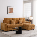 Comfie corner reversible sofa bed with storage space camel fabric 260x156x98cm - Image 2