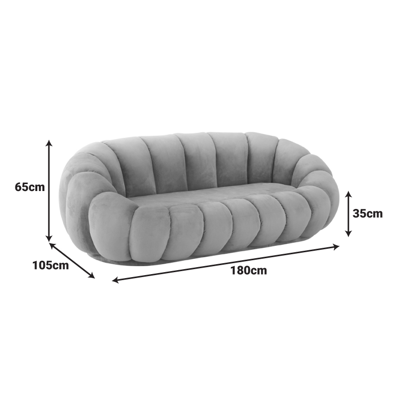 392-000004-4 Sofa Embrace velvet in beige shade 180x105x65cm - Image 5