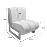 Cocoon armchair, fabric in white - legs in natural shade 65x75x77cm - Слика 4