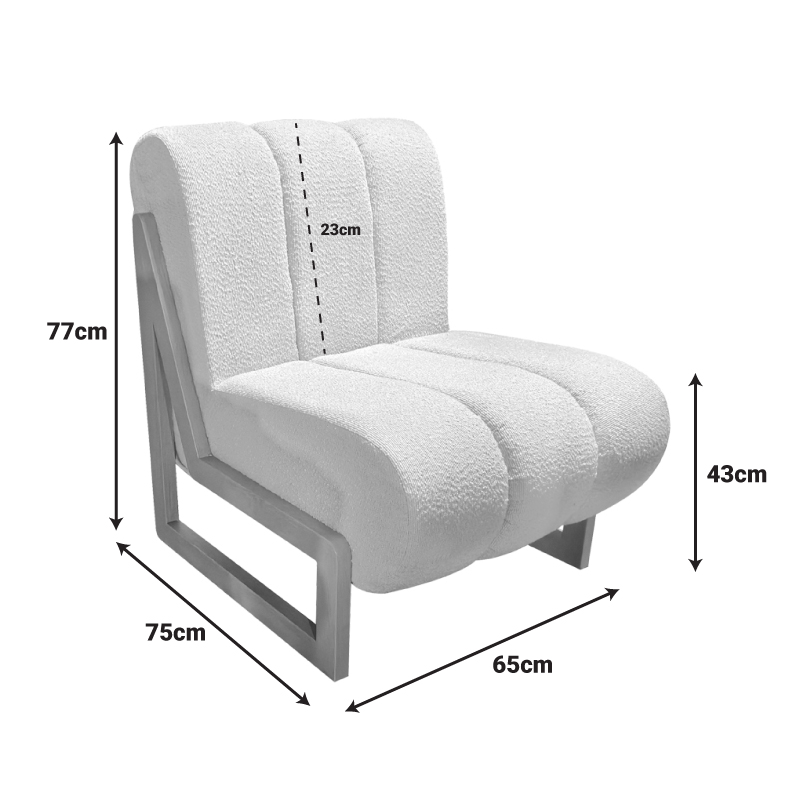 392-000007-3 Cocoon armchair, fabric in white - legs in natural shade 65x75x77cm - Слика 4