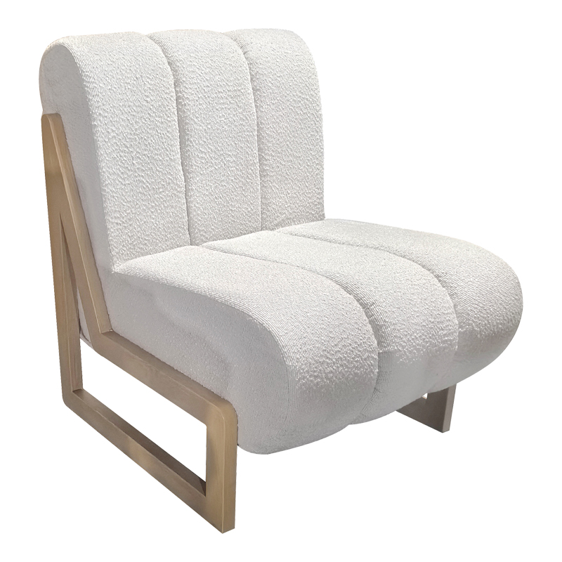 392-000007 Cocoon armchair, fabric in white - legs in natural shade 65x75x77cm - Слика 1