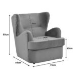 Regalo velvet armchair in white shade 75x88x85cm - Слика 6