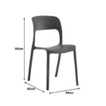 Zanna stackable pp chair in black shade 44x45x80cm - Image 3