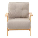 Armchair-Bed Restyl rubberwood- bouclé fabric in cream shade 75x60x93cm - Слика 3