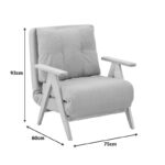 Armchair-Bed Restyl rubberwood- bouclé fabric in cream shade 75x60x93cm - Слика 5