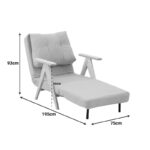 Armchair-Bed Restyl rubberwood- bouclé fabric in cream shade 75x60x93cm - Слика 6