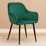 Armchair Noor green velvet with black color metal leg 58x58x86cm