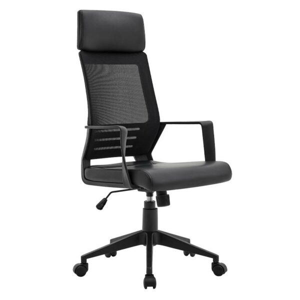 КАНЦЕЛАРИСКА Црна боја FL190 ЦРНА ВЕШТАЧКА КОЖА 60x62x128 см