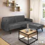 Sofa - bed Dream with footstool velvet in grey-silver 209x157x80m - Image 2