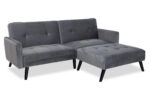 Sofa - bed Dream with footstool velvet in grey-silver 209x157x80m