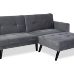 Sofa - bed Dream with footstool velvet in grey-silver 209x157x80m