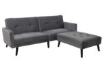 Sofa - bed Dream with footstool velvet in grey-silver 209x157x80m - Image 5