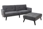 Sofa - bed Dream with footstool velvet in grey-silver 209x157x80m - Image 6