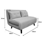 Sofa-bed Josuane I two-seater fabric in anthracite  color 122x80x81cm - Image 5