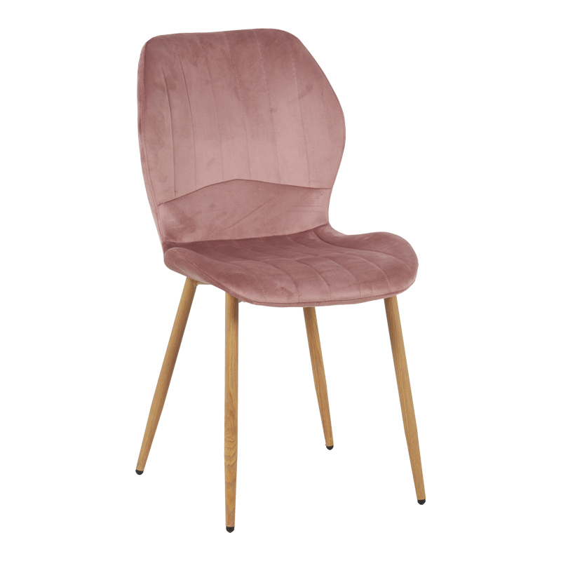 128-000050 Jelour velvet chair in rotten apple shade-natural metal legs 46.5x60x84cm - Слика 1