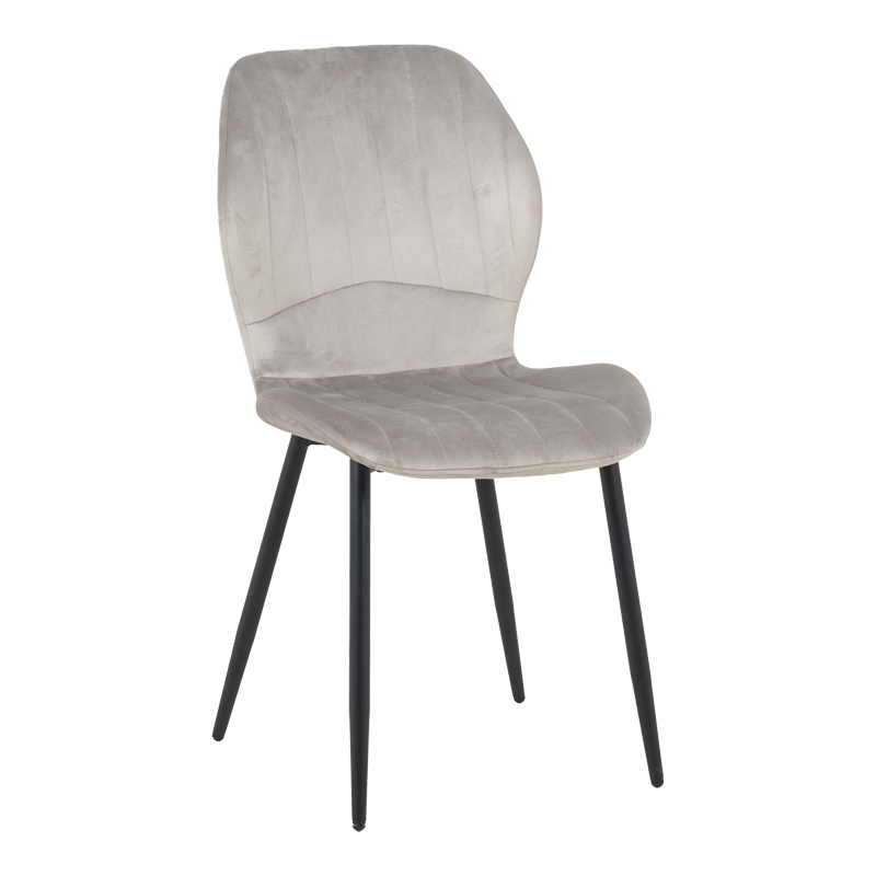 128-000053 Jelour velvet chair in grey shade-black metal legs 46.5x60x84cm - Слика 1