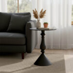 Lalou metal side table in black shade D40x55cm