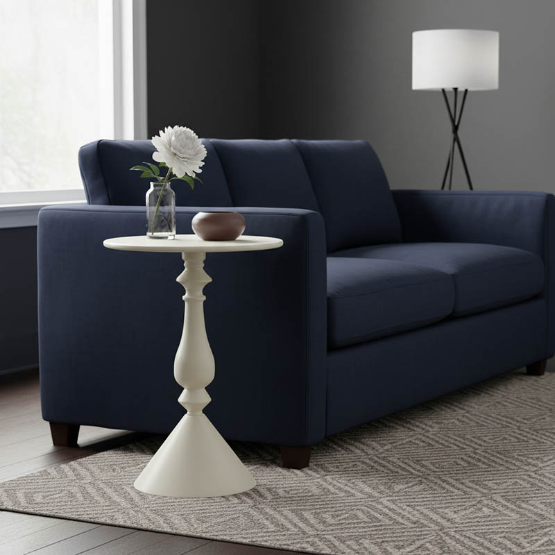 128-000057 Lalou metal side table in cream shade D40x55cm - Image 1