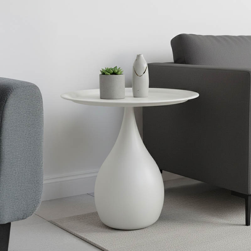 128-000062 Samino metal side table in cream shade D39x42cm - Image 1