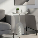Side table Waini metal in cream shade D39x60cm