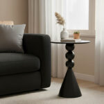 Side table Bilane metal in black shade D39x55cm