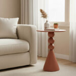 Side table Bilane metal in terracotta  shade D39x55cm