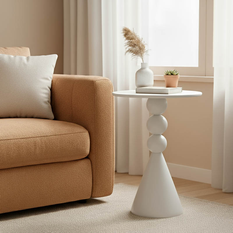 128-000069 Side table Bilane metal in cream shade D39x55cm - Слика 1