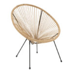 Acapulco armchair metal in black-pe rattan in natural shade 68.5x74.5x84cm