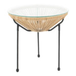 Acapulco table metal in black-pe rattan in natural shade D50x52cm
