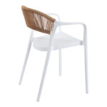 Ankara stackable armchair pp in white color and natural color pe rattan 54x55.5x77cm - Image 2