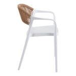 Ankara stackable armchair pp in white color and natural color pe rattan 54x55.5x77cm - Image 3