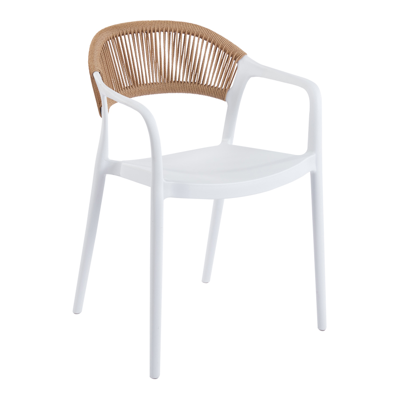 262-000050 Ankara stackable armchair pp in white color and natural color pe rattan 54x55.5x77cm - Image 1
